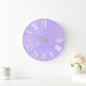 パープルグレーシルバーグリッターメタルローマンヌマーズ ラージ壁時計 (ホーム)