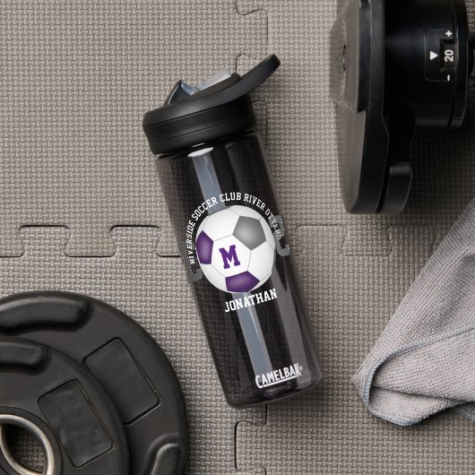パープルグレースクールクラブカラーカスタムサッカー ウォーターボトル (ジム)