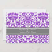 パープルグレーダマスクカスタムベビーシャワー招待状 招待状 (正面)