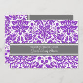 パープルグレーダマスクカスタムベビーシャワー招待状 招待状 (正面/裏面)