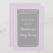 パープルグレーハートメイソンジャーベビーシャワー招待状 招待状 (正面/裏面)