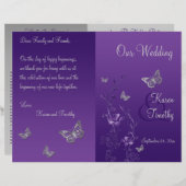 パープルグレーバタフライフローラ結婚式 プログラム (正面/裏面)