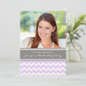 パープルグレーフォト18thバースデーパーティ招待状 招待状 (スタンド正面)