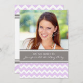 パープルグレーフォト18thバースデーパーティ招待状 招待状 (正面/裏面)