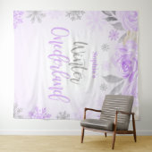 パープルグレーフローラウィンターワンダーランド背景 タペストリー (インサイチュ(横))