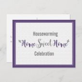 パープルグレーホームスイートホーム引っ越し祝いパーティーパーティー インビテーションポストカード (正面/裏面)