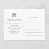 パープルグレーホームスイートホーム引っ越し祝いパーティーパーティー インビテーションポストカード (裏面)