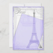 パープルグレーヴィンテージパリベビーシャワー 招待状 (裏面)