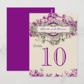 パープルグレーヴィンテージ結婚フローラのテーブル番号 ポストカード (正面/裏面)