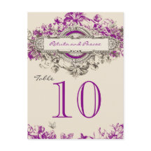 パープルグレーヴィンテージ結婚フローラのテーブル番号