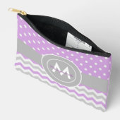 パープルグレー水玉模様シェブロン アクセサリーポーチ (見開き)