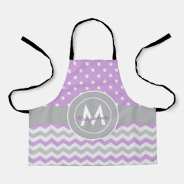 パープルグレー水玉模様シェブロン エプロン