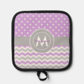 パープルグレー水玉模様シェブロン 鍋敷き (正面)