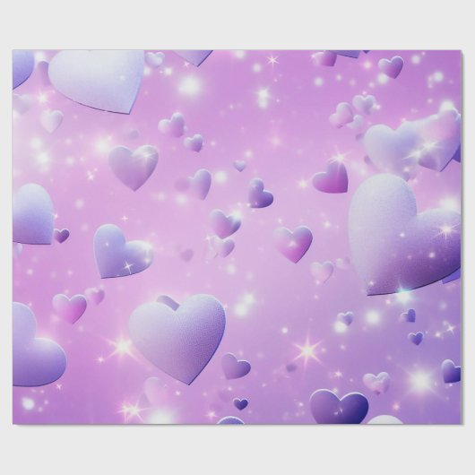 パープルグロウハート包装紙 ラッピングペーパー (フラット)