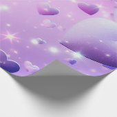 パープルグロウハート包装紙 ラッピングペーパー (角)