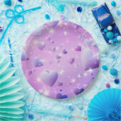 パープルグロウハート ペーパープレート (パーティー)