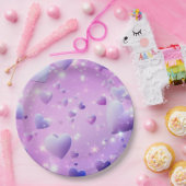 パープルグロウハート ペーパープレート (パーティー)