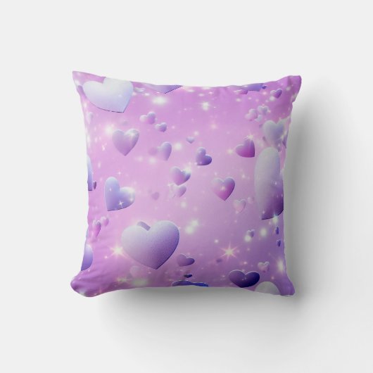 パープルグローハート装飾用クッション クッション (正面)