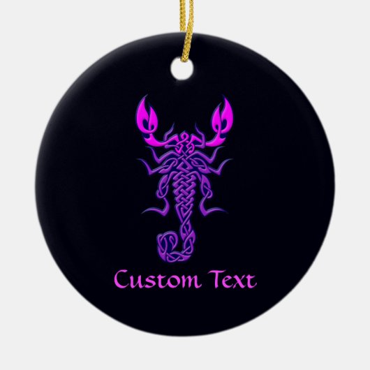 パープルケルト結び目模様スコーピオン セラミックオーナメント (正面)