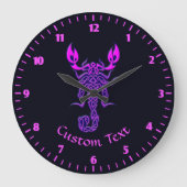 パープルケルト結び目模様スコーピオン ラージ壁時計 (正面)