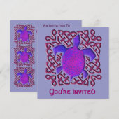パープルケルト結び目模様タートル招待状 招待状 (正面/裏面)