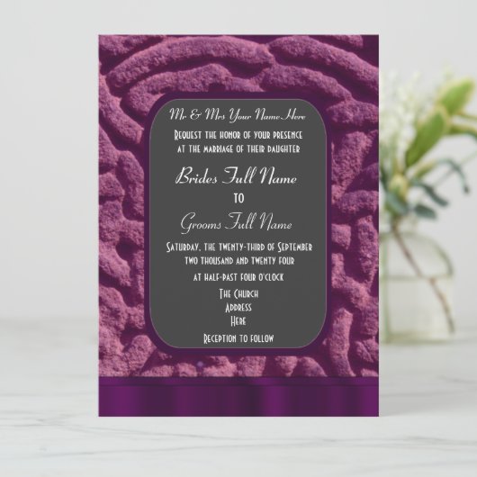 パープルケルト結び目模様結婚オルタナティブ 招待状 (スタンド正面)