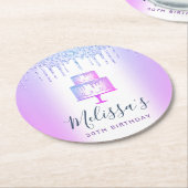 パープルケーキのグリッターが滴る、女の子らしい、華やかでエレガントなパーティー ラウンドペーパーコースター (アングル)