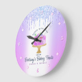 パープルケーキベーカリーグリッタードリップスパストリーシェフシック ラージ壁時計 (傾斜)