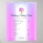 パープルケーキベーカリーグリッタードリップメニュー価格表 ポスター (正面)