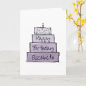 パープルケーキ誕生日 カード (黄色い花)