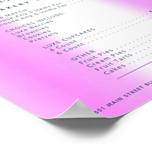 パープルケーキ バーガー グリッター ドリップス メニュー 価格表 ポスター (角)