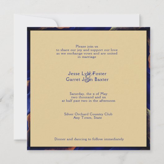 パープルゲードと金ゴールドゲード結婚アゲイト 招待状 (裏面)