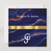 パープルゲードと金ゴールドゲード結婚アゲイト 招待状 (正面)