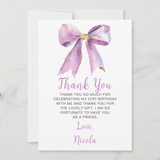 パープルコケッテボウ バースデーパーティー サンキューカード (正面)