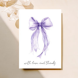 パープルコケッテボー ウォーターカラー ブライダルシャワー サンキューカード