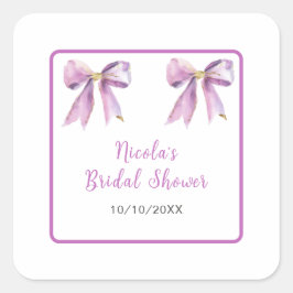 パープルコケッテリボン ブライダルシャワー スクエアシール