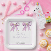 パープルコケッテリボン ブライダルシャワー ペーパープレート (パーティー)