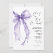 パープルコケットボウウォーターカラーブライダルシャワー 招待状 (正面)