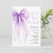パープルコケットボウウォーターカラーブライダルシャワー 招待状 (スタンド正面)