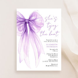パープルコケットボウウォーターカラーブライダルシャワー 招待状