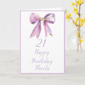 パープルコケットボウバースデーパーティー カード (黄色い花)