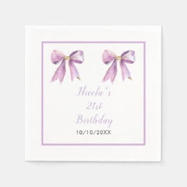 パープルコケットボウバースデーパーティー スタンダードカクテルナプキン