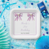 パープルコケットボウバースデーパーティー ペーパープレート (パーティー)