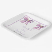 パープルコケットボウバースデーパーティー ペーパープレート (傾斜あり)