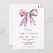 パープルコケットボウバースデーパーティー ポストカード (正面/裏面)