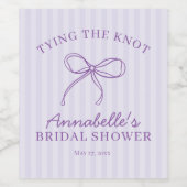 パープルコケットボウパステルブライダルシャワーフリット ワインラベル (シングルラベル)