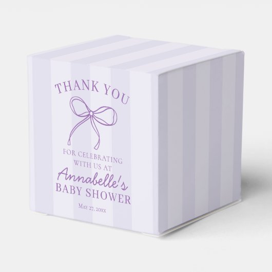 パープルコケットボウパステルベビーシャワーデザート フェイバーボックス (裏面サイド)