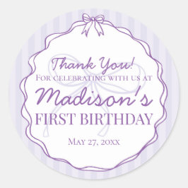 パープルコケットボウパステルラベンダー誕生日の恩恵 ラウンドシール
