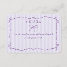 パープルコケットボウパステル詳細招待状インサート エンクロージャーカード