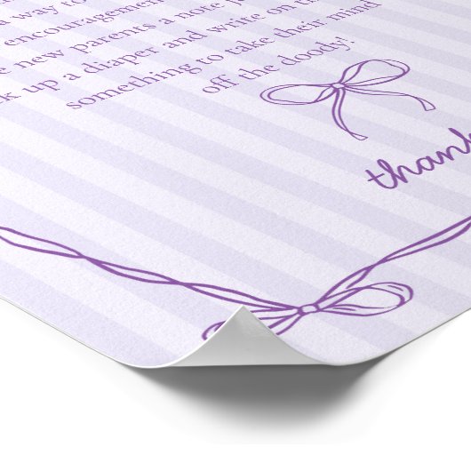 パープルコケットボウラベンダーおむつ思考サイン ポスター (角)